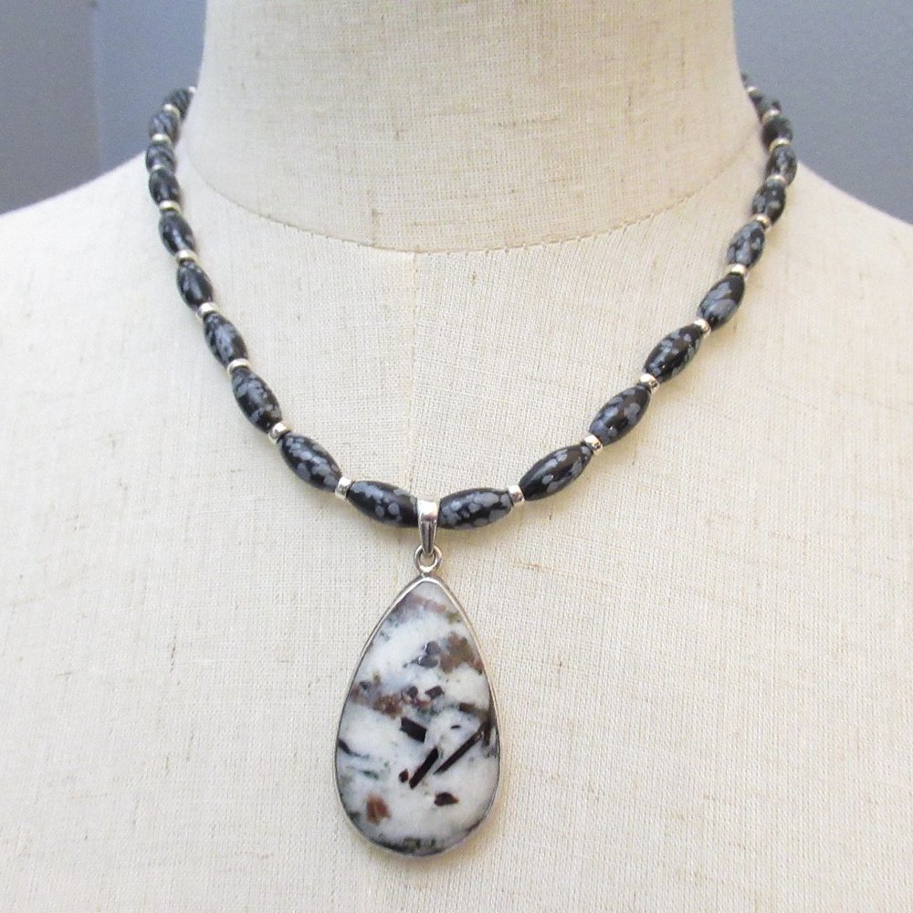 Astrophyllite and Snowflake Obsidian necklace